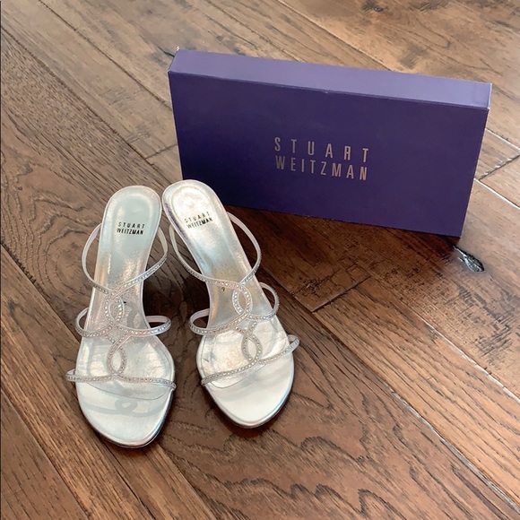 Stuart Weitzman Shoes - Stuart Weitzman silver heels! Worn one time!